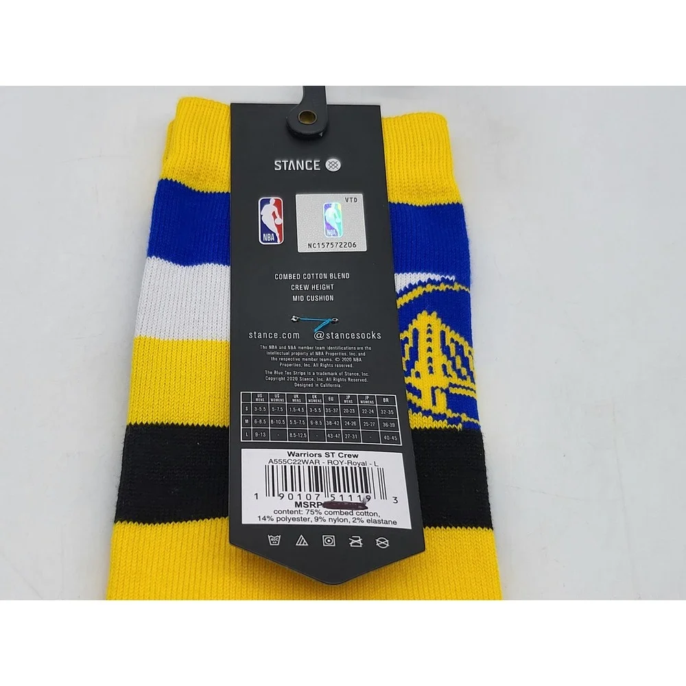 Stance NBA Golden State Warriors Crew Socks Mens‎ Size Large Casual